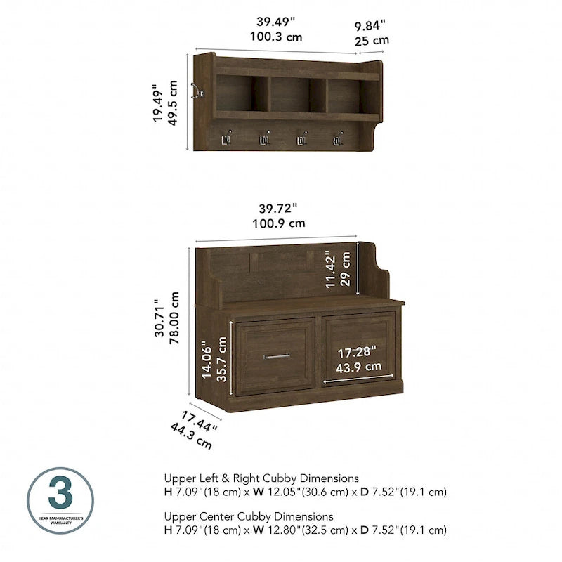 Banc d'entrée 40W et étagère murale par
