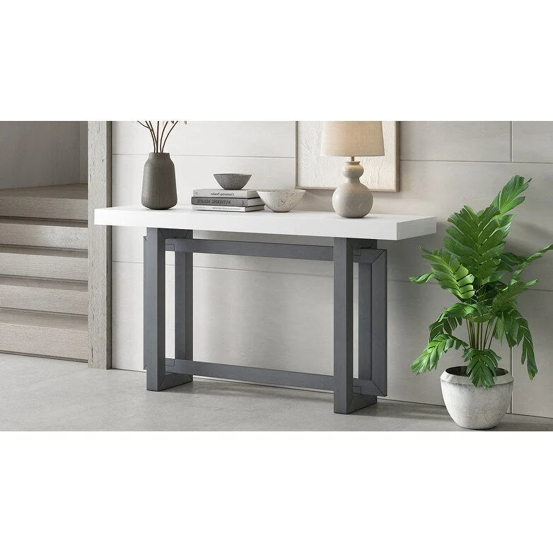 Console contemporaine avec plateau en bois, Table d'entrée extra longue pour entrée, couloir, salon, foyer