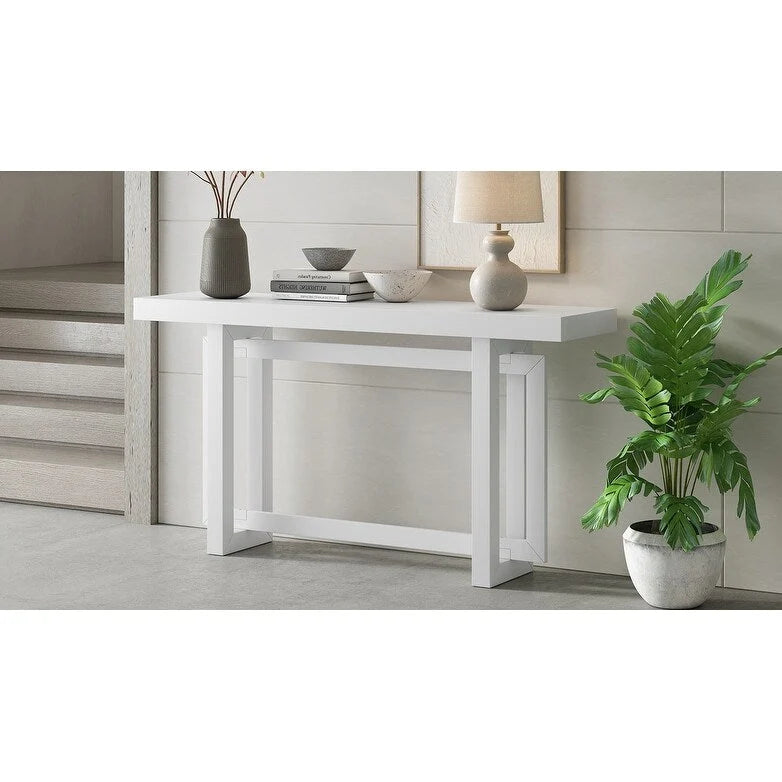 Console contemporaine avec plateau en bois, Table d'entrée extra longue pour entrée, couloir, salon, foyer