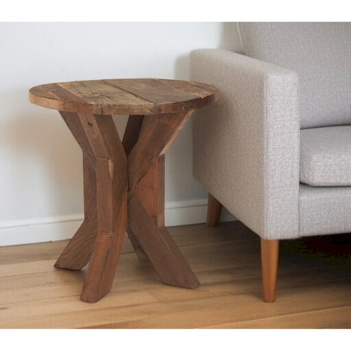 HomeRoots 26 Brown Distressed Reclaimed Wood End Table - 25.75' X '26' X '25.75