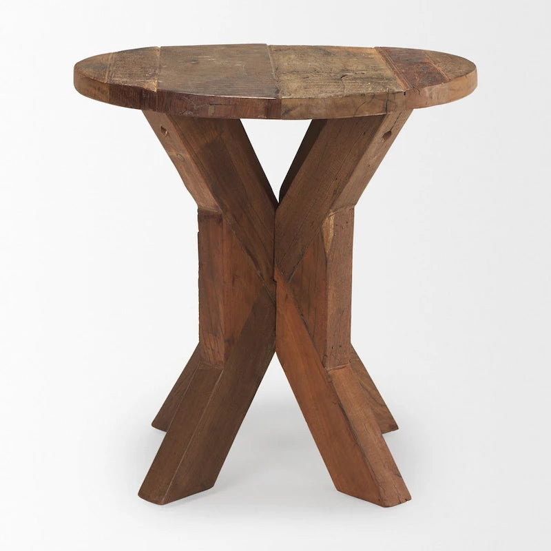 Table d'appoint en bois recyclé vieilli marron 26 po - 25,75 x 26 x 25,75 po