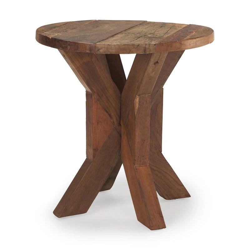 Table d'appoint en bois recyclé vieilli marron 26 po - 25,75 x 26 x 25,75 po