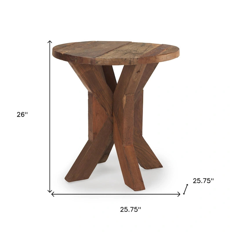 Table d'appoint en bois recyclé vieilli marron 26 po - 25,75 x 26 x 25,75 po