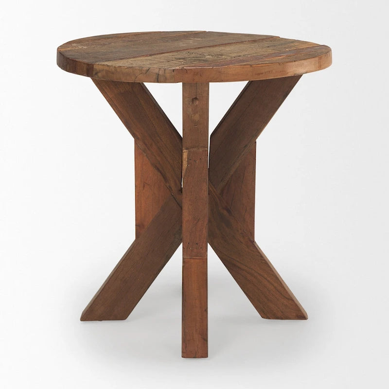 Table d'appoint en bois recyclé vieilli marron 26 po - 25,75 x 26 x 25,75 po