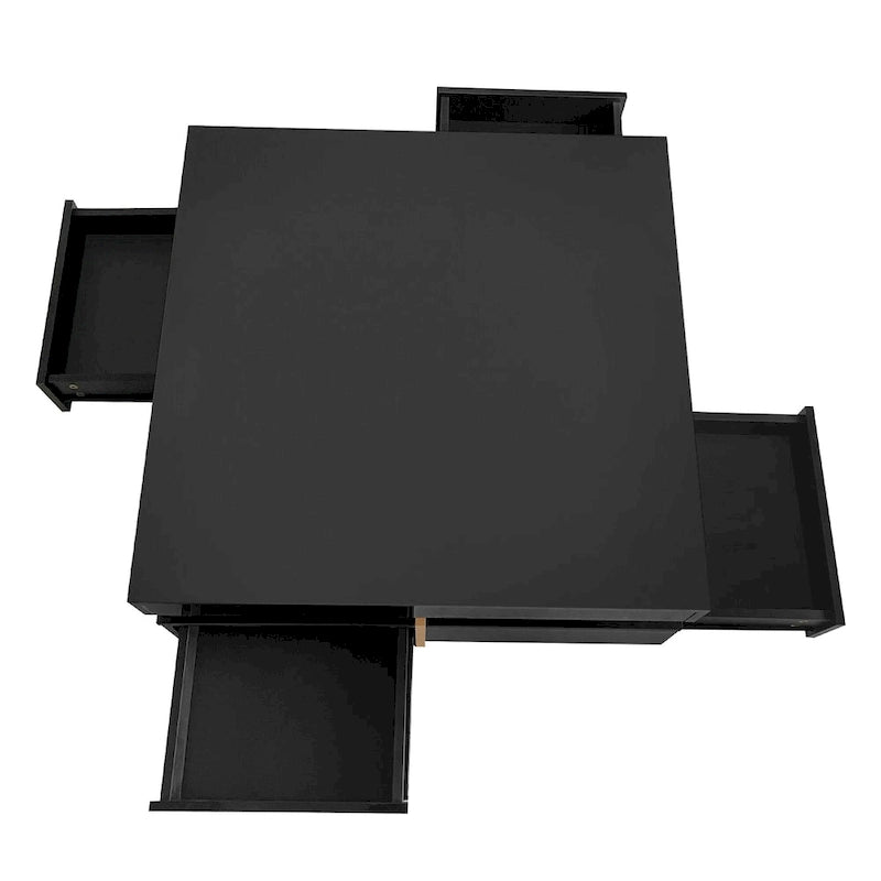 Table basse moderne haute brillance avec 4 tiroirs - 31,50 x 31,50 x 13,70