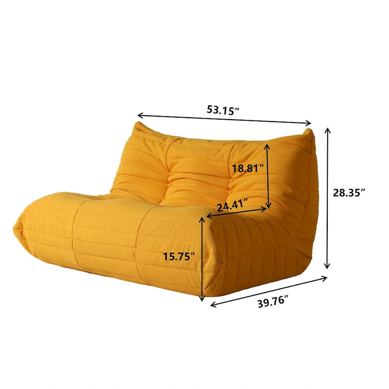 Canapé de sol en velours Teddy, canapé paresseux confortable avec support dorsal et ottoman