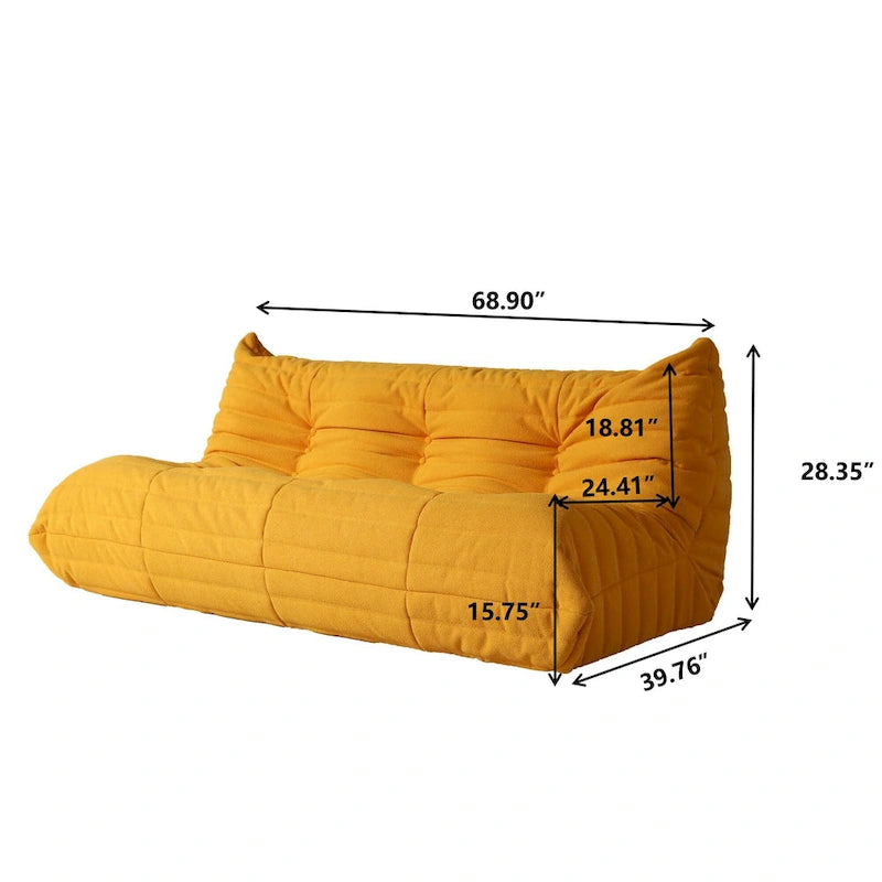 Canapé de sol en velours Teddy, canapé paresseux confortable avec support dorsal et ottoman