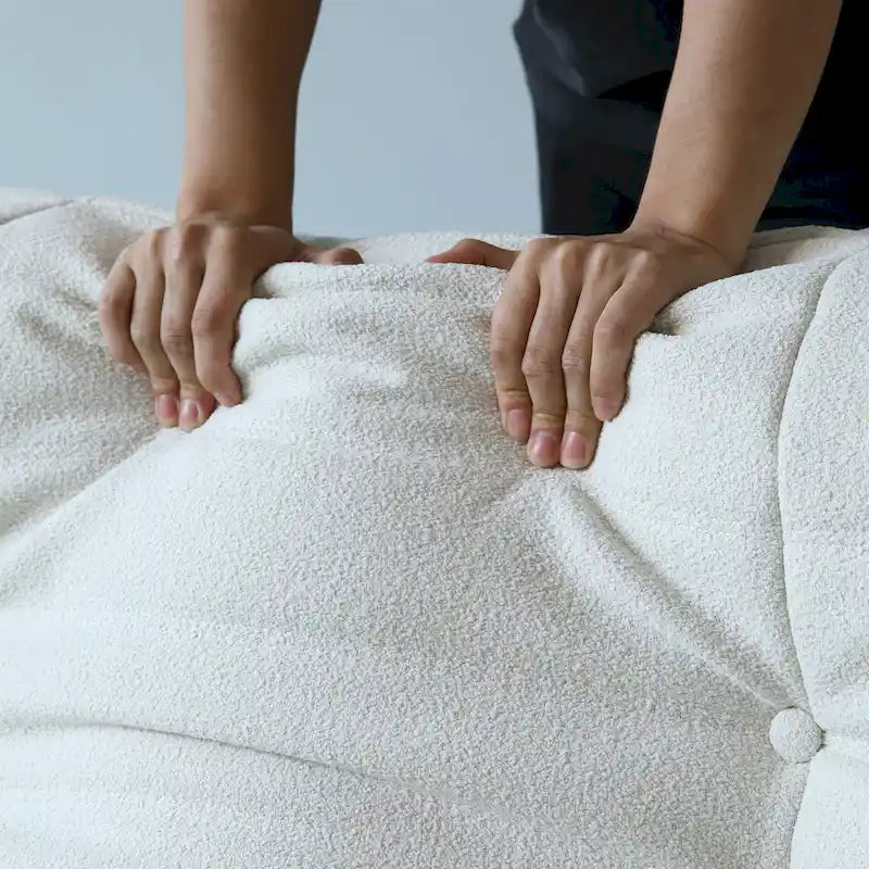 Canapé de sol en velours Teddy, canapé paresseux confortable avec support dorsal et ottoman