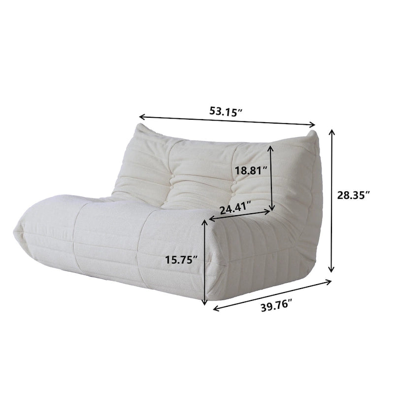 Canapé de sol en velours Teddy, canapé paresseux confortable avec support dorsal et ottoman