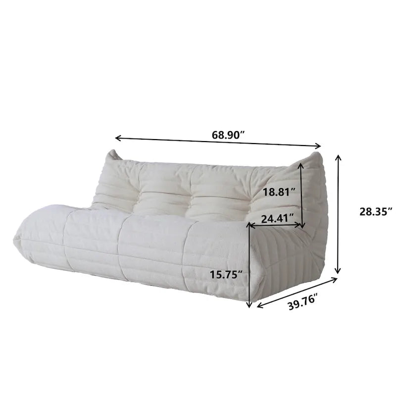 Canapé de sol en velours Teddy, canapé paresseux confortable avec support dorsal et ottoman
