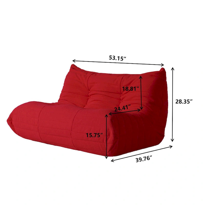 Canapé de sol en velours Teddy, canapé paresseux confortable avec support dorsal et ottoman