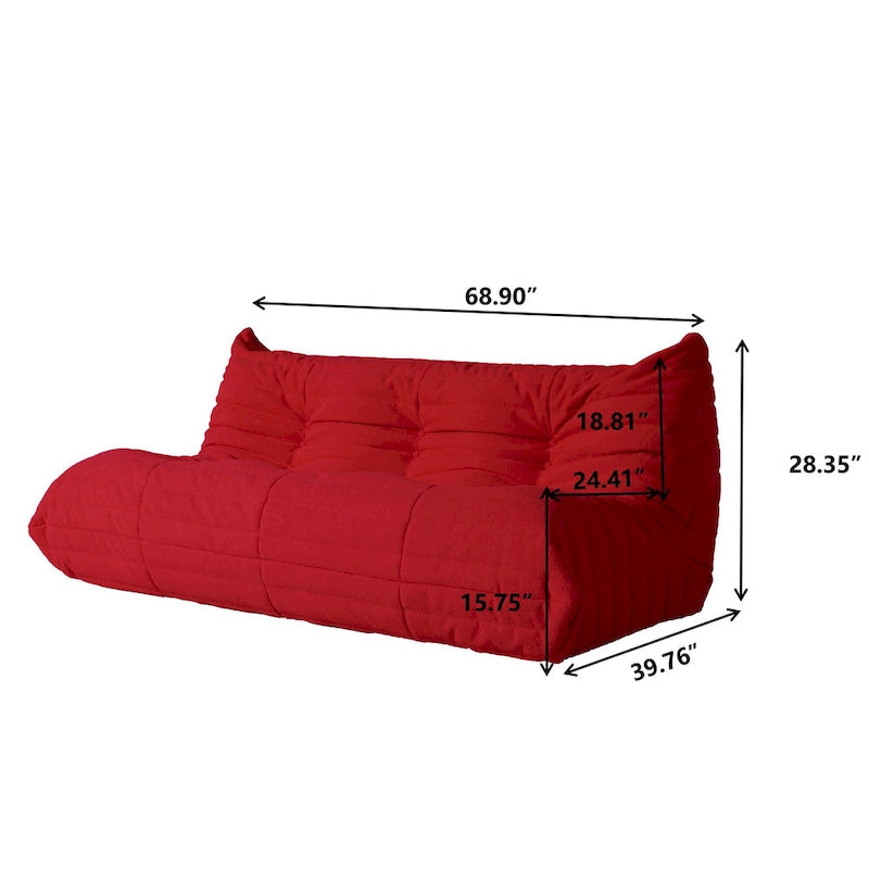 Canapé de sol en velours Teddy, canapé paresseux confortable avec support dorsal et ottoman