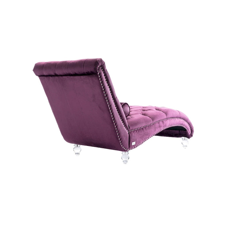 Chaise longue touffetée en velours pour salon