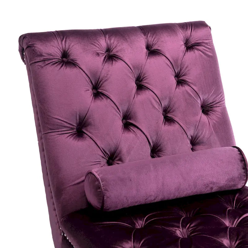 Chaise longue touffetée en velours pour salon