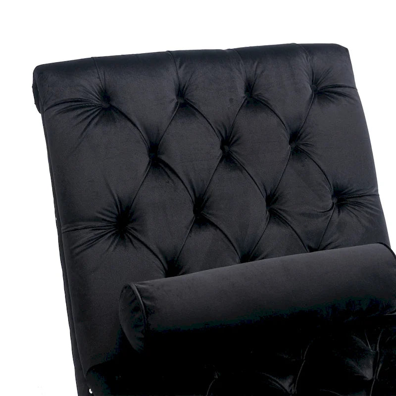Chaise longue touffetée en velours pour salon