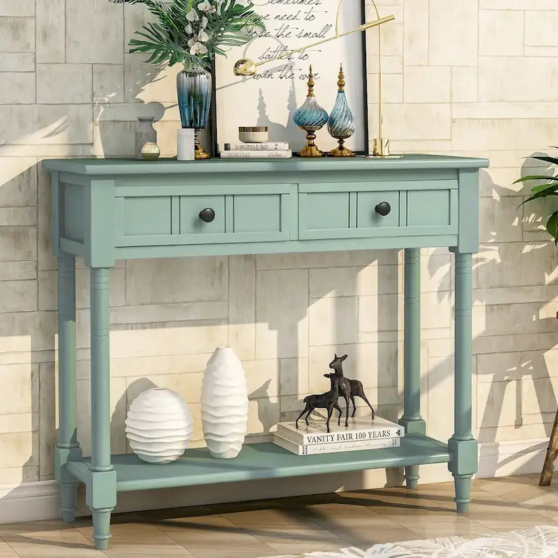 Console avec deux tiroirs et étagère inférieure