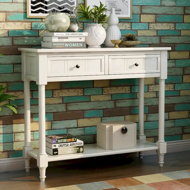 Console avec deux tiroirs et étagère inférieure