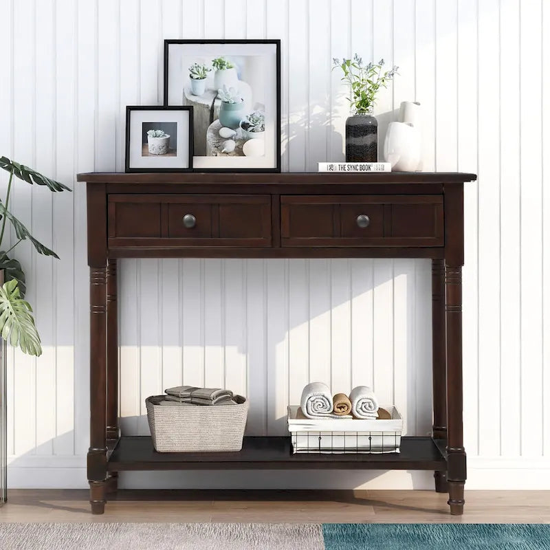 Console avec deux tiroirs et étagère inférieure