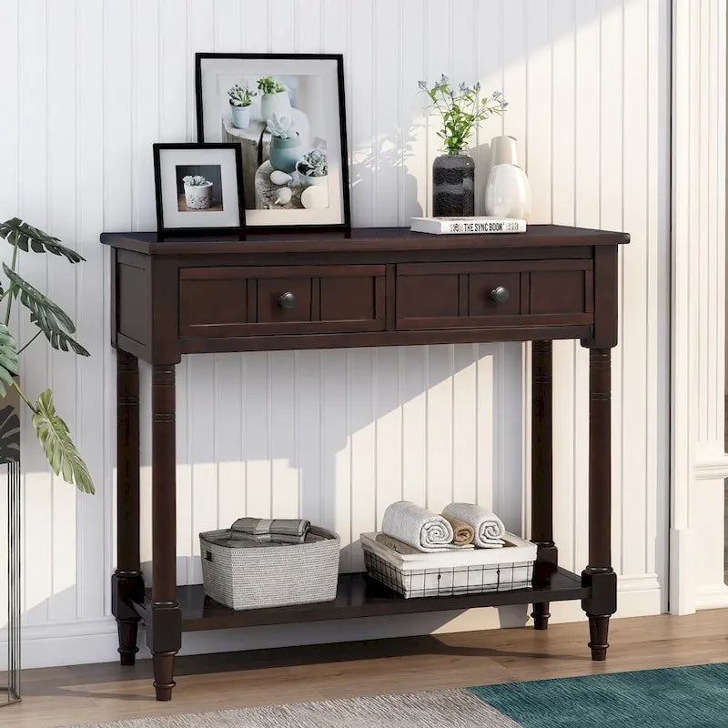 Console avec deux tiroirs et étagère inférieure