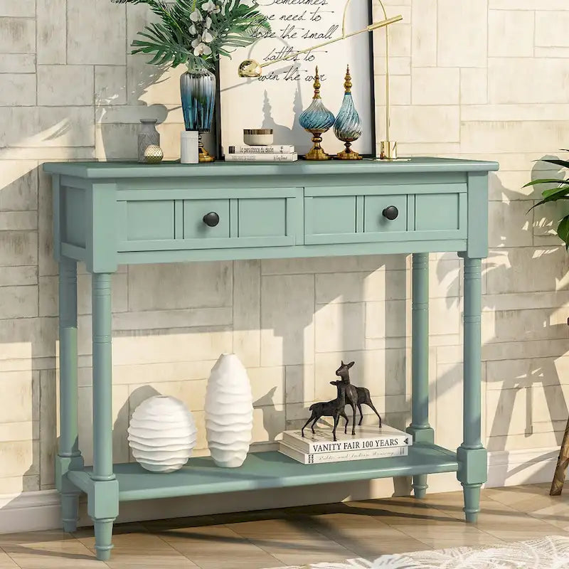 Console avec deux tiroirs et étagère inférieure