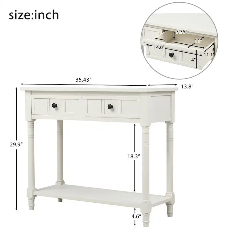 Console avec deux tiroirs et étagère inférieure