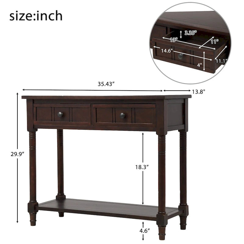 Console avec deux tiroirs et étagère inférieure