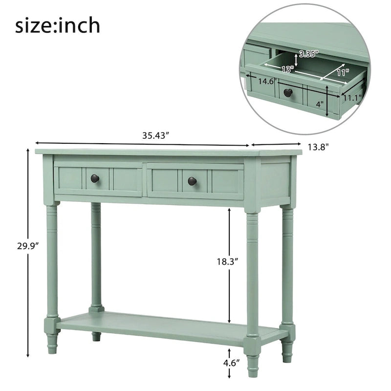 Console avec deux tiroirs et étagère inférieure