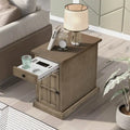 Table d'appoint de salon classique vintage avec ports USB et tiroir multifonction avec porte-gobelets