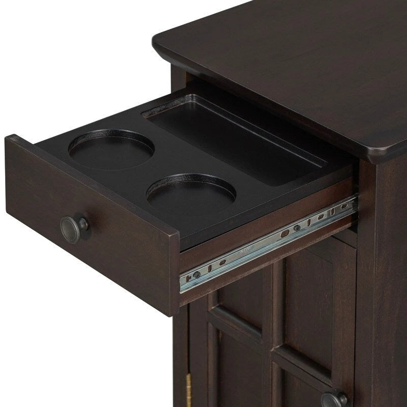 Table d'appoint de salon classique vintage avec ports USB et tiroir multifonction avec porte-gobelets