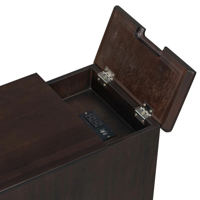 Table d'appoint de salon classique vintage avec ports USB et tiroir multifonction avec porte-gobelets