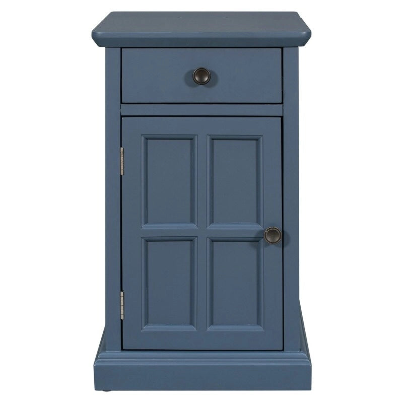 Table d'appoint de salon classique vintage avec ports USB et tiroir multifonction avec porte-gobelets
