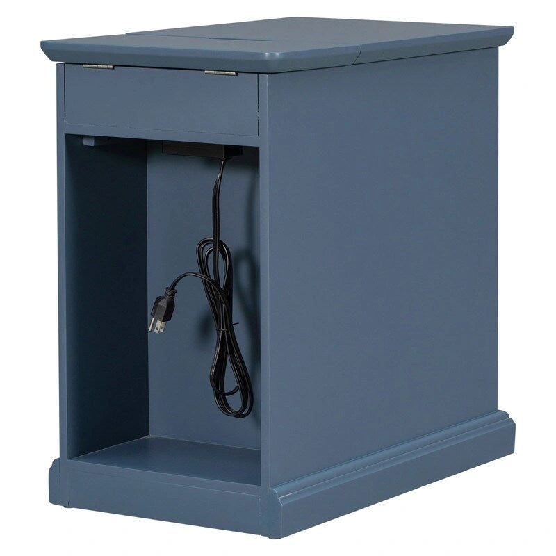 Table d'appoint de salon classique vintage avec ports USB et tiroir multifonction avec porte-gobelets