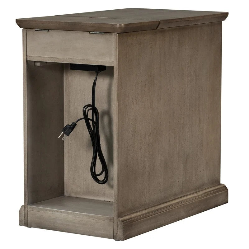 Table d'appoint de salon classique vintage avec ports USB et tiroir multifonction avec porte-gobelets
