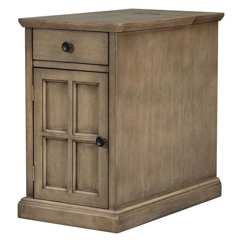 Table d'appoint de salon classique vintage avec ports USB et tiroir multifonction avec porte-gobelets