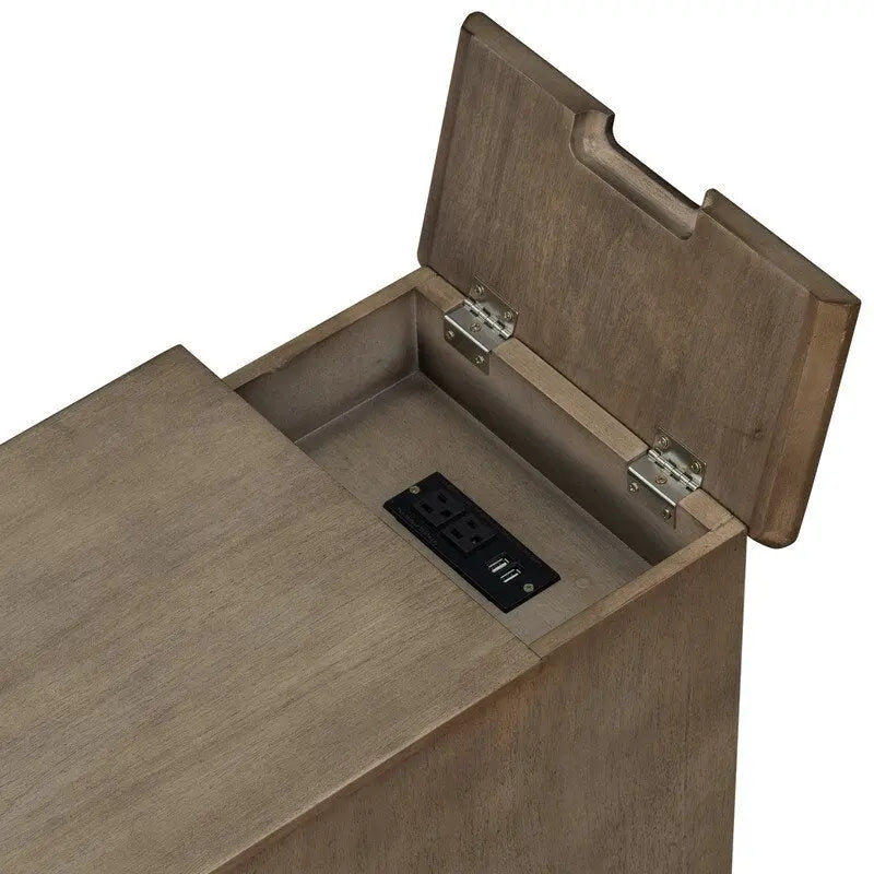 Table d'appoint de salon classique vintage avec ports USB et tiroir multifonction avec porte-gobelets