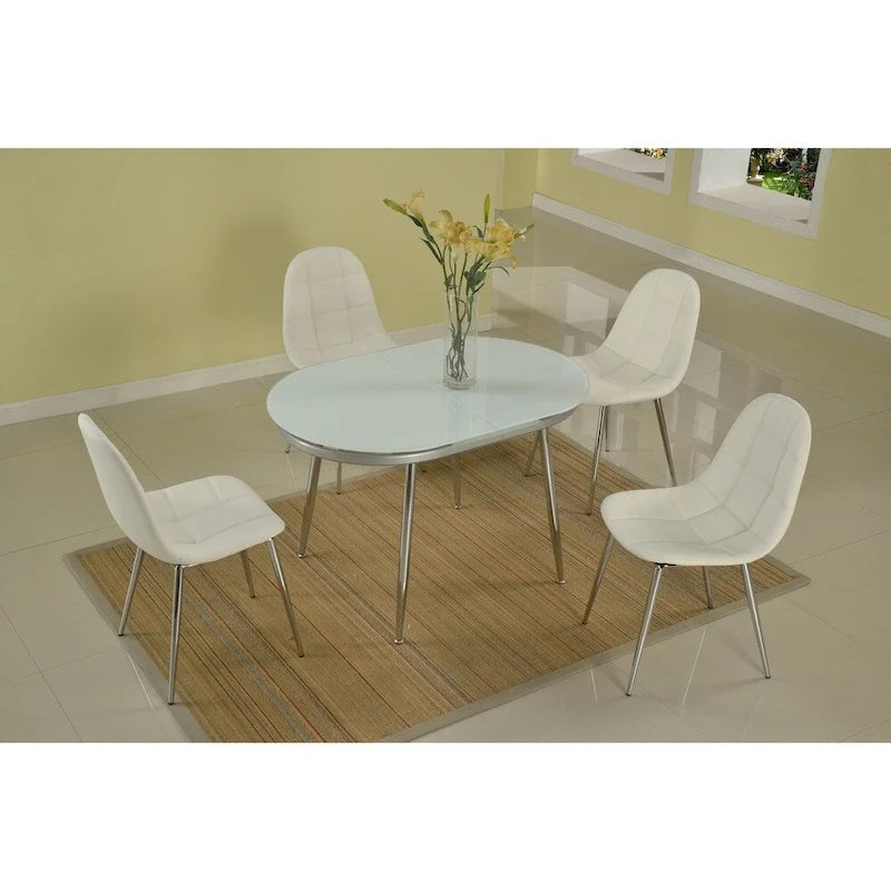 Chaise de salle à manger avec dossier rembourré blanc (lot de 4)