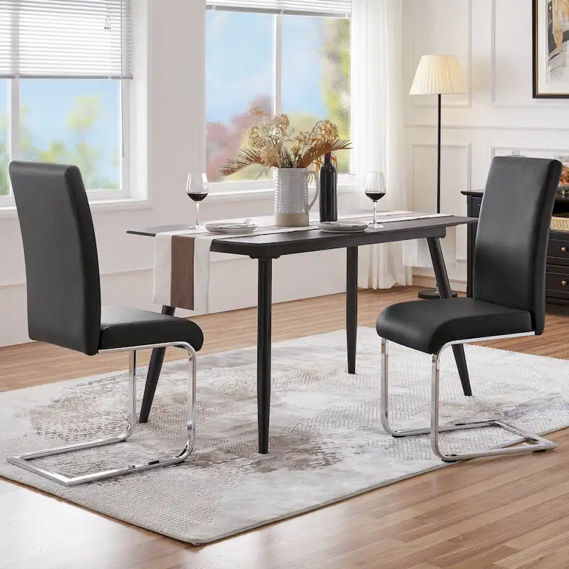 2 chaises de salle à manger à dossier haut rembourrées pour la maison