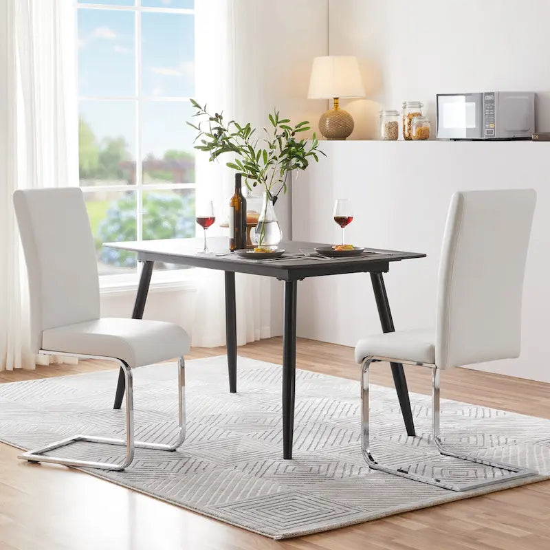 2 chaises de salle à manger à dossier haut rembourrées pour la maison