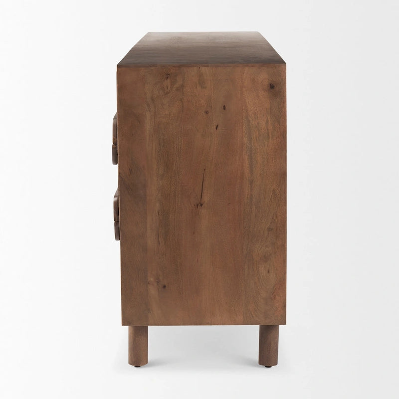 Buffet 6 tiroirs en manguier massif brun moyen - 74,3L x 19,8l x 29,5H