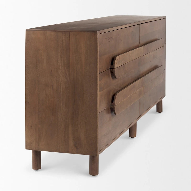 Buffet 6 tiroirs en manguier massif brun moyen - 74,3L x 19,8l x 29,5H