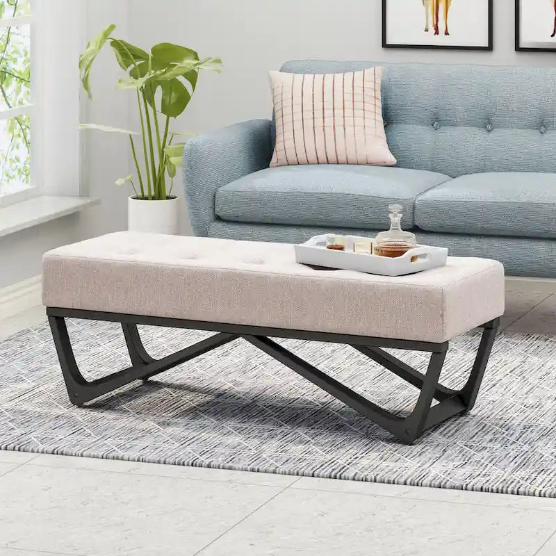 Banc ottoman en tissu contemporain par