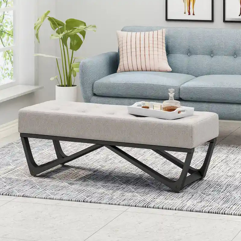 Banc ottoman en tissu contemporain par