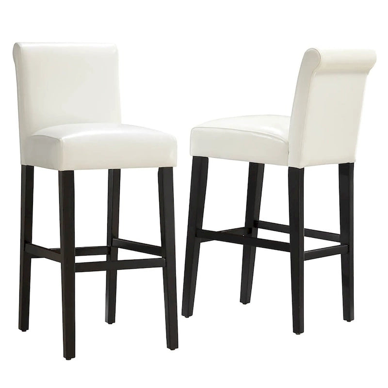 Tabourets de bar à haut dossier en similicuir blanc de 74 cm (lot de 2)