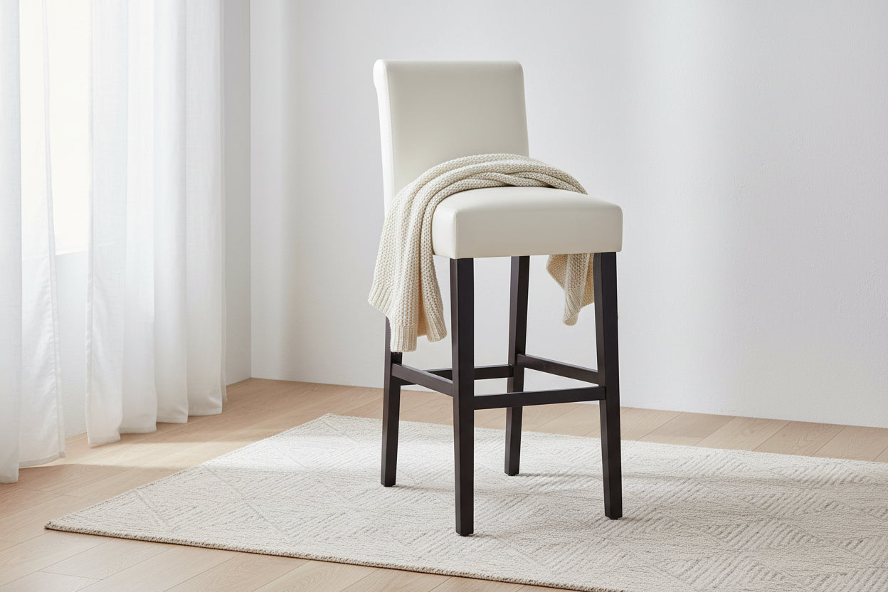 Tabourets de bar à haut dossier en similicuir blanc de 74 cm (lot de 2)