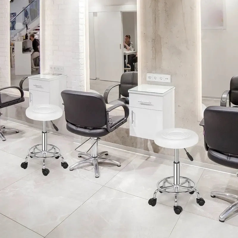 Chaise Tabouret de Salon à Roulettes Réglable Pivotant pour Tatouage, Massage, Soin du Visage, Spa, Tabouret de Bar
