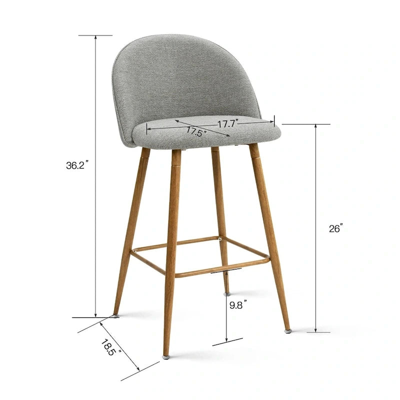 Tabouret de comptoir rembourré 26 po (ensemble de 2) - 37.6x16.7x16.7