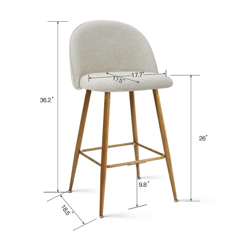 Tabouret de comptoir rembourré 26 po (ensemble de 2) - 37.6x16.7x16.7