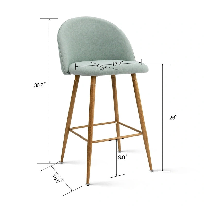 Tabouret de comptoir rembourré 26 po (ensemble de 2) - 37.6x16.7x16.7