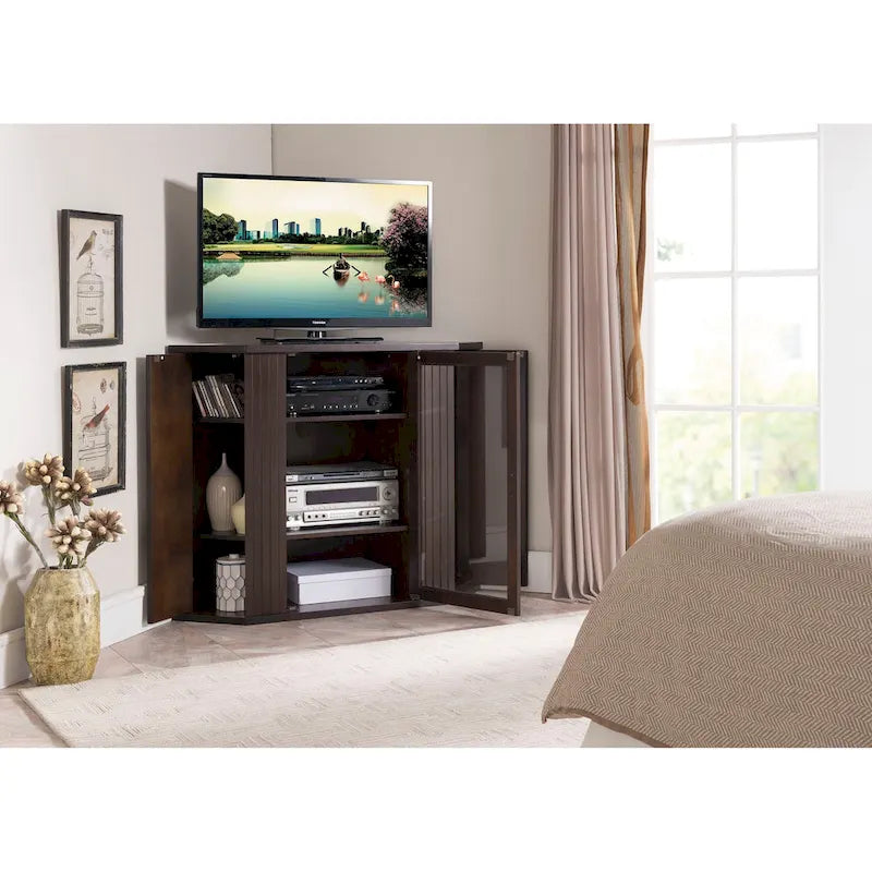 Meuble TV/divertissement d'angle en bois - 119 cm de largeur
