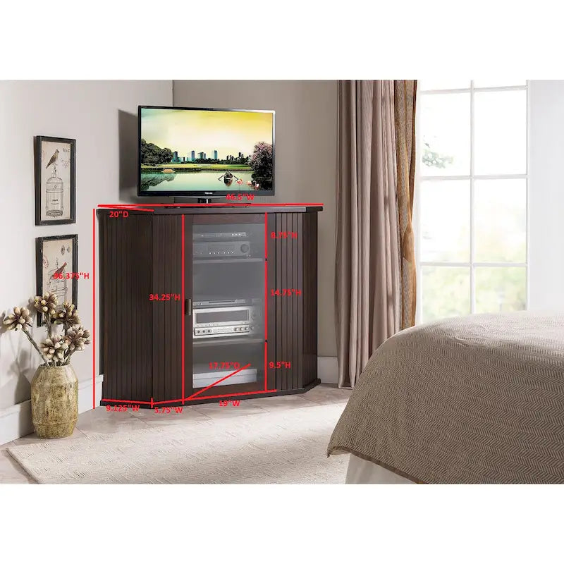 Meuble TV/divertissement d'angle en bois - 119 cm de largeur